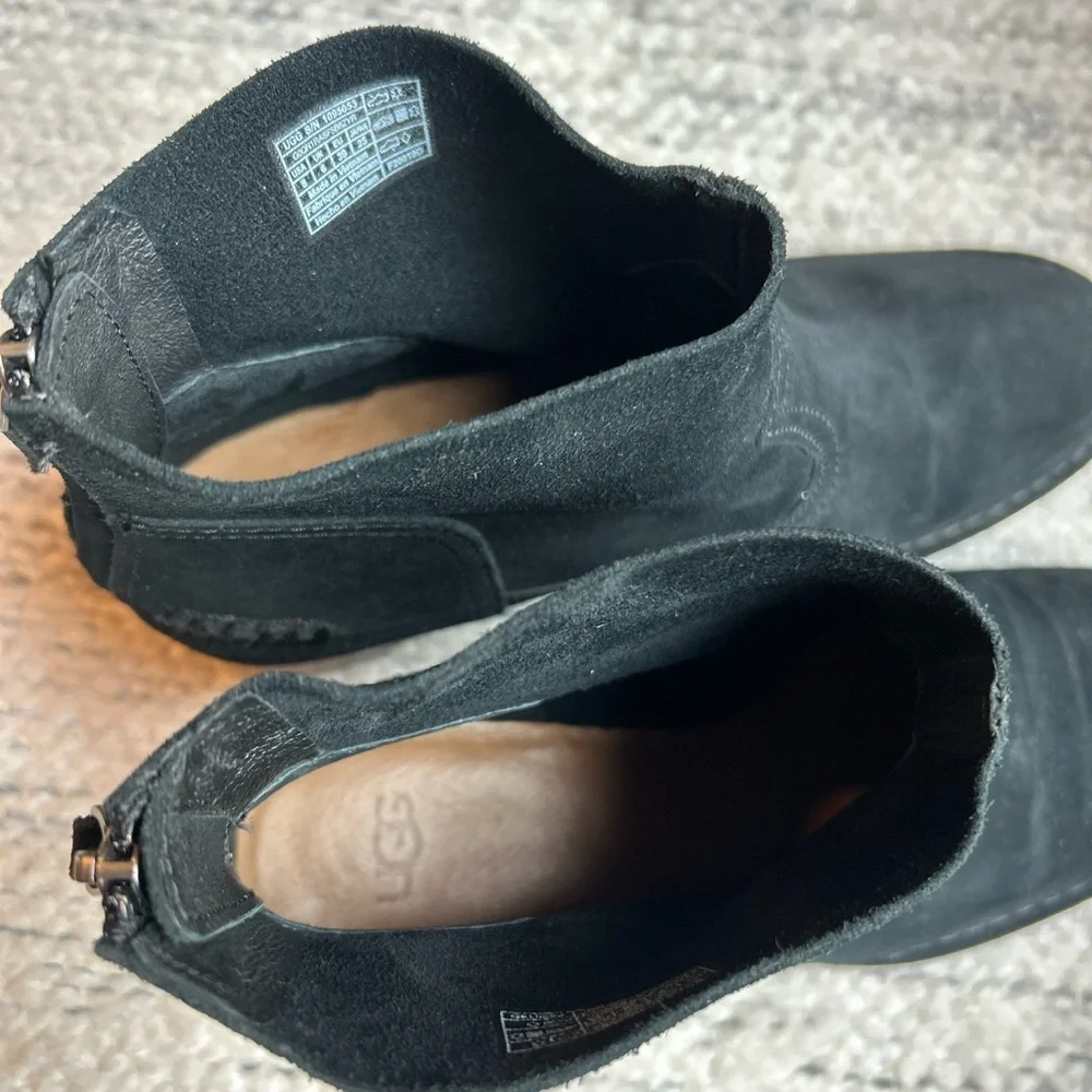 Ugg Women’s Suede Bandara Leather Zip-Up Ankle Boots Booties - Picture 7 of 14